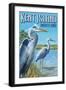 Blue Heron - Kent Island, Maryland-Lantern Press-Framed Art Print