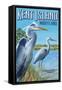 Blue Heron - Kent Island, Maryland-Lantern Press-Framed Stretched Canvas