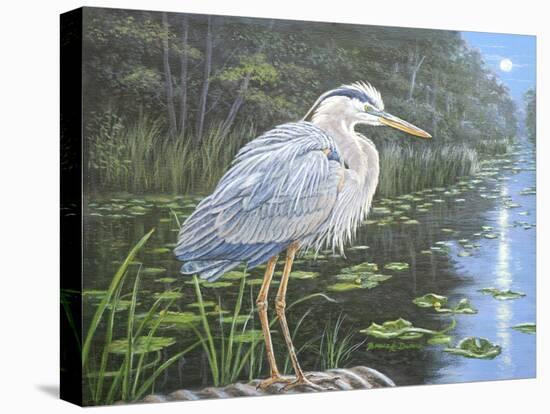 Blue Heron Moon-Bruce Dumas-Stretched Canvas