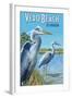 Blue Heron - Vero Beach, Florida-Lantern Press-Framed Art Print