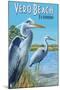 Blue Heron - Vero Beach, Florida-Lantern Press-Mounted Art Print