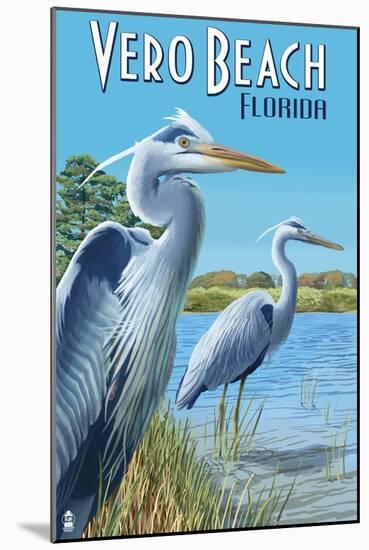 Blue Heron - Vero Beach, Florida-Lantern Press-Mounted Art Print