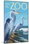 Blue Heron - Visit the Zoo-Lantern Press-Mounted Art Print