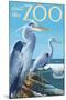 Blue Heron - Visit the Zoo-Lantern Press-Mounted Art Print