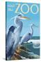 Blue Heron - Visit the Zoo-Lantern Press-Stretched Canvas