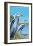 Blue Herons - East Coast-Lantern Press-Framed Art Print