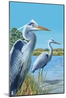 Blue Herons - East Coast-Lantern Press-Mounted Art Print