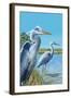 Blue Herons - East Coast-Lantern Press-Framed Art Print