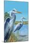 Blue Herons - East Coast-Lantern Press-Mounted Art Print