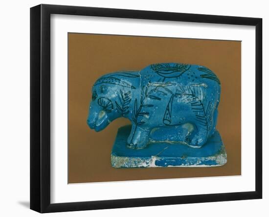 Blue Hippopotamus with Black Decoration, from Dra Aboul Naga, Middle Kingdom-Egyptian 11th Dynasty-Framed Giclee Print