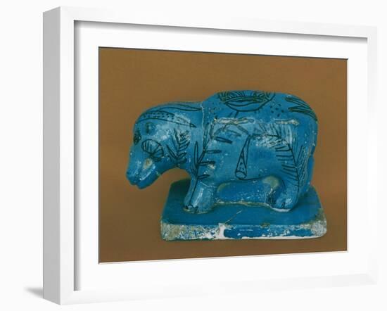 Blue Hippopotamus with Black Decoration, from Dra Aboul Naga, Middle Kingdom-Egyptian 11th Dynasty-Framed Giclee Print