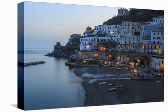 Blue Hour, Dusk in Atrani, Near Amalfi, Costiera Amalfitana (Amalfi Coast), Campania, Italy-Eleanor Scriven-Stretched Canvas