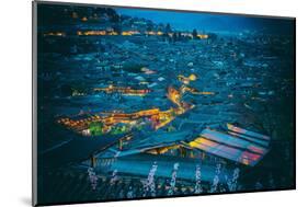 Blue Hour Shot over Roofs of Lijiang Old Town, Lijiang, Yunnan, China, Asia-Andreas Brandl-Mounted Photographic Print