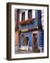 Blue House with Windowbox Full of Geraniums, Niedermorschwihr, Haut-Rhin, Alsace, France-Ruth Tomlinson-Framed Photographic Print