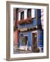 Blue House with Windowbox Full of Geraniums, Niedermorschwihr, Haut-Rhin, Alsace, France-Ruth Tomlinson-Framed Photographic Print
