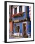 Blue House with Windowbox Full of Geraniums, Niedermorschwihr, Haut-Rhin, Alsace, France-Ruth Tomlinson-Framed Photographic Print