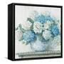 Blue Hydrangea Cottage Crop-Carol Rowan-Framed Stretched Canvas