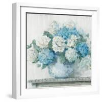 Blue Hydrangea Cottage Crop-Carol Rowan-Framed Art Print