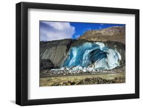 Blue ice and meltwater at the toe of the Athabasca Glacier, Jasper National Park, Alberta, Canada-Russ Bishop-Framed Photographic Print