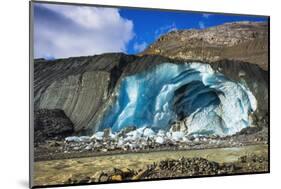 Blue ice and meltwater at the toe of the Athabasca Glacier, Jasper National Park, Alberta, Canada-Russ Bishop-Mounted Photographic Print