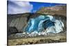 Blue ice and meltwater at the toe of the Athabasca Glacier, Jasper National Park, Alberta, Canada-Russ Bishop-Stretched Canvas