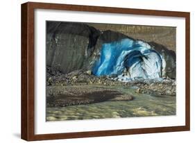 Blue ice and meltwater at the toe of the Athabasca Glacier, Jasper National Park, Alberta, Canada-Russ Bishop-Framed Photographic Print