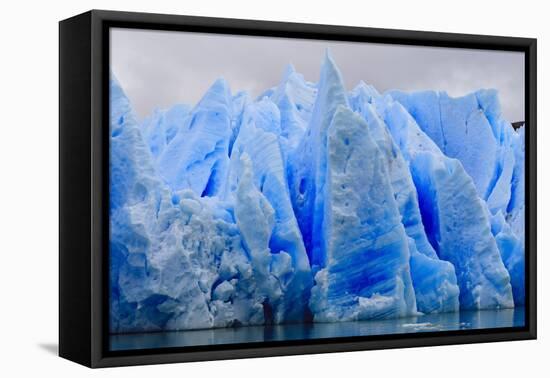 Blue Ice, Grey Glacier, Torres Del Paine National Park, Patagonia, Chile, South America-Eleanor-Framed Stretched Canvas