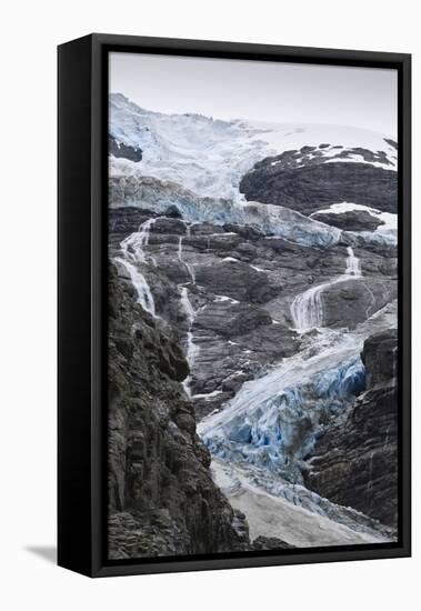 Blue Ice of Kjenndalen Glacier, Jostedalsbreen National Park, Lodal Valley-Eleanor Scriven-Framed Stretched Canvas