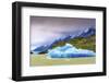 Blue Iceberg Grey Lake, Torres del Paine National Park, Patagonia, Chile.-William Perry-Framed Photographic Print