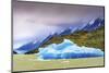 Blue Iceberg Grey Lake, Torres del Paine National Park, Patagonia, Chile.-William Perry-Mounted Photographic Print