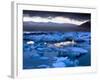 Blue Icebergs Floating on the Jokulsarlon Glacial Lagoon at Sunset, South Iceland, Iceland-Lee Frost-Framed Photographic Print