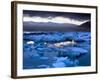 Blue Icebergs Floating on the Jokulsarlon Glacial Lagoon at Sunset, South Iceland, Iceland-Lee Frost-Framed Photographic Print