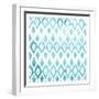 Blue Ikat-Jace Grey-Framed Art Print