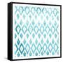 Blue Ikat-Jace Grey-Framed Stretched Canvas