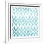 Blue Ikat-Jace Grey-Framed Art Print