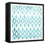 Blue Ikat-Jace Grey-Framed Stretched Canvas