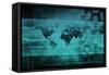 Blue Industrial Background on a Global Map Scale-kentoh-Framed Stretched Canvas