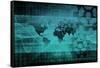 Blue Industrial Background on a Global Map Scale-kentoh-Framed Stretched Canvas