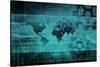 Blue Industrial Background on a Global Map Scale-kentoh-Stretched Canvas