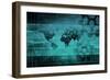 Blue Industrial Background on a Global Map Scale-kentoh-Framed Art Print