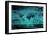 Blue Industrial Background on a Global Map Scale-kentoh-Framed Art Print