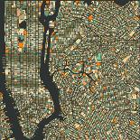 Manhattan Map-Blue Jazzberry-Framed Art Print