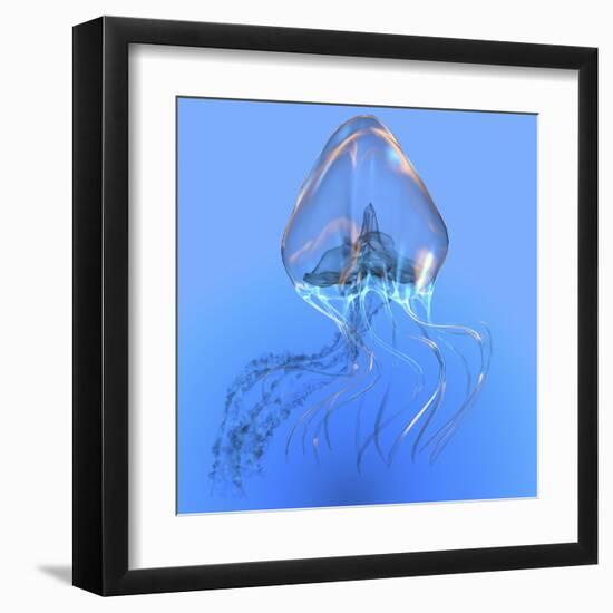 Blue Jellyfish Illustration-Stocktrek Images-Framed Art Print