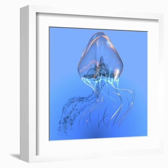 Blue Jellyfish Illustration-Stocktrek Images-Framed Art Print