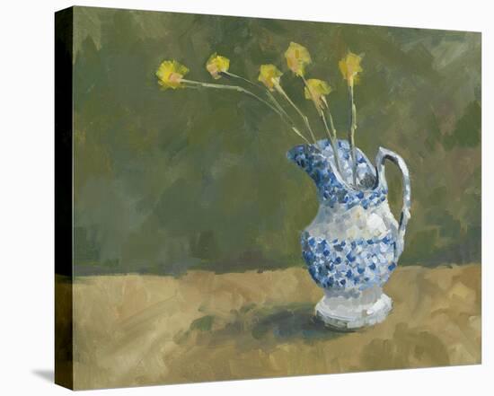 Blue Jug with Flowers-Steven Johnson-Stretched Canvas