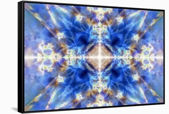 Blue Kaleidoscope Background-Steve18-Framed Stretched Canvas