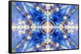 Blue Kaleidoscope Background-Steve18-Framed Stretched Canvas