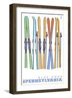 Blue Knob, Pennsylvania, Skis in the Snow-Lantern Press-Framed Art Print