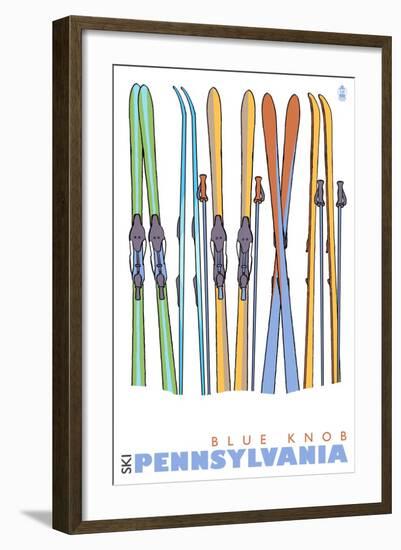 Blue Knob, Pennsylvania, Skis in the Snow-Lantern Press-Framed Art Print
