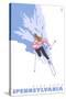 Blue Knob, Pennsylvania, Stylized Skier-Lantern Press-Stretched Canvas